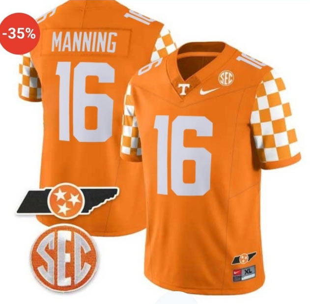 Men's Tennessee Volunteers 16 Peyton Manning Orange F.U.S.E