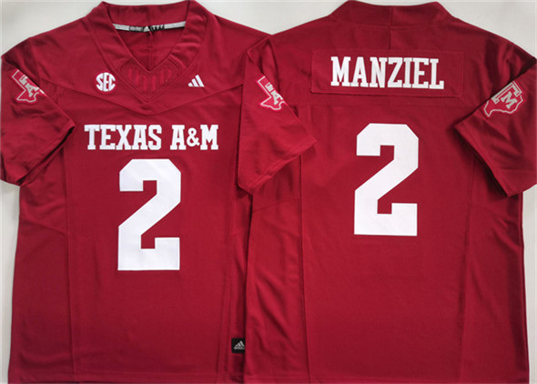 Men's Texas A&M Aggies Lions 2 Johnny Manziel Red 2025 F.U.S.E. Stitched Jersey