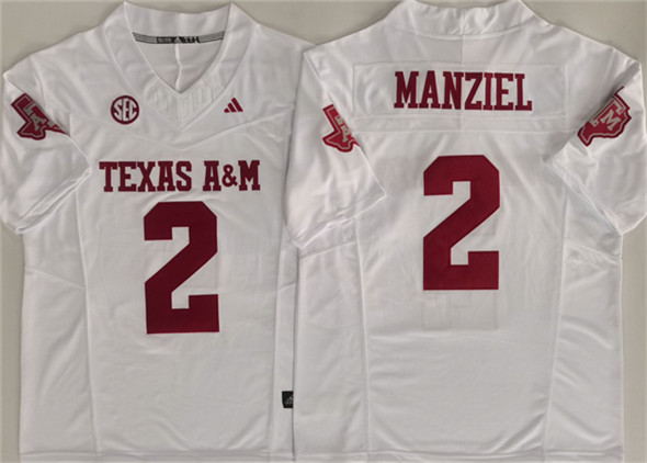Men's Texas A&M Aggies Lions 2 Johnny Manziel White 2025 F.U.S.E. Stitched Jersey