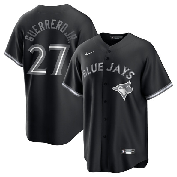 Men's Toronto Blue Jays 27 Vladimir Guerrero Jr. Black Lights Out Limited Stitched Jersey