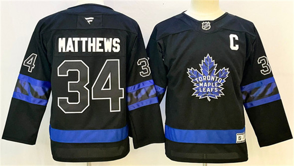 Men's Toronto Maple Leafs 34 Auston Matthews Black 2024 25 Alternate With C Patch Stitched Jersey