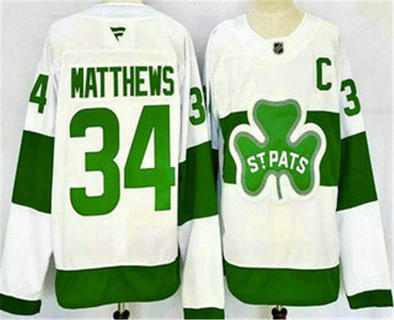 Men's Toronto Maple Leafs 34 Auston Matthews White St Pats Authentic Jersey