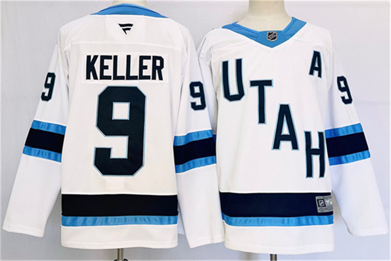 Men's Utah Hockey Club 9 Clayton Keller White Stitched Jersey