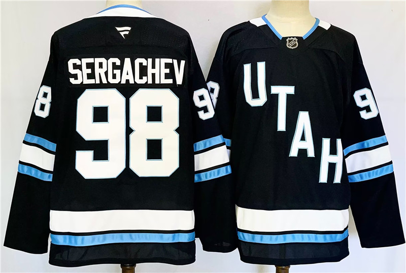 Men's Utah Hockey Club 98 Mikhail Sergachev Navy 2024 25 Stitched Jersey