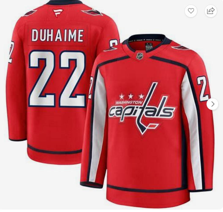Men's Washington Capitals 22 Brandon Duhaime Red 2024 25 Home Stitched Hockey Jersey