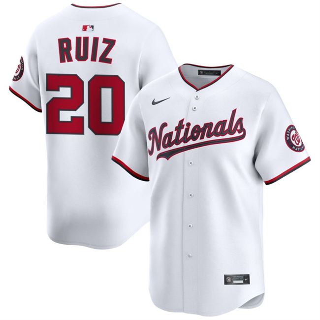 Men's Washington Nationals 20 Keibert Ruiz White 2025 Home Limited Stitched Baseball Jersey