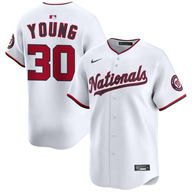 Men's Washington Nationals 30 Jacob Young White 2025 Home Limited Stitched Baseball Jersey