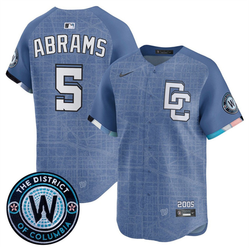 Men's Washington Nationals 5 CJ Abrams Blue 2025 City Connect Limited Stitched Baseball Jersey