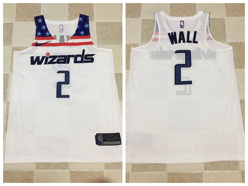 Men's Washington Wizards #2 John Wall White 2017 2018  Swingman Stitched NBA Jersey