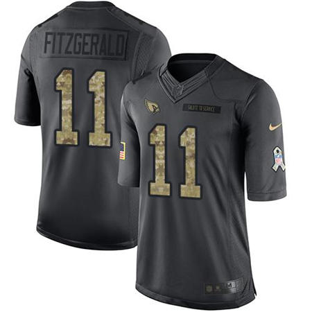 Men Arizona Cardinals 11 Larry Fitzgerald  Anthracite 2016 Salute to Service Jersey