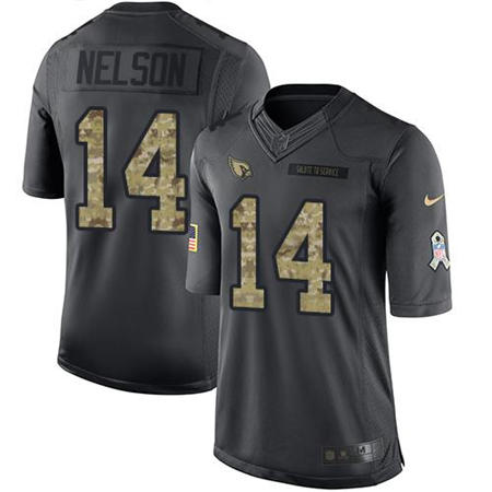 Men Arizona Cardinals 14 J J Nelson  Anthracite 2016 Salute to Service Jersey