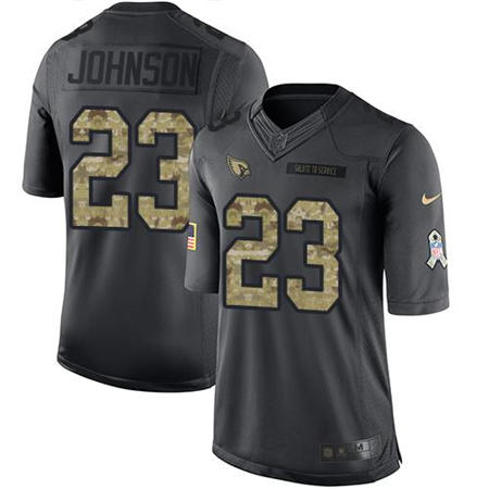 Men Arizona Cardinals 23 Chris Johnson  Anthracite 2016 Salute to Service Jersey