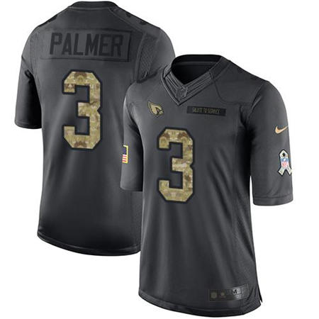 Men Arizona Cardinals 3 Carson Palmer  Anthracite 2016 Salute to Service Jersey