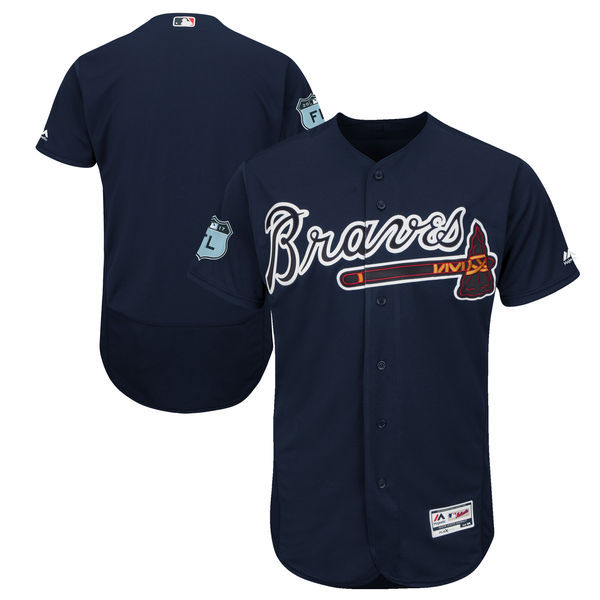 Men Atlanta Braves Majestic Navy 2017 Spring Training Cool Base Team Jersey