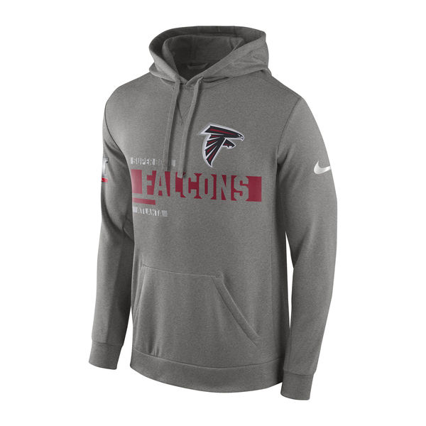 Men Atlanta Falcons  Heathered Gray Super Bowl LI Bound Team Travel Circuit Performance Pullover Hoodie