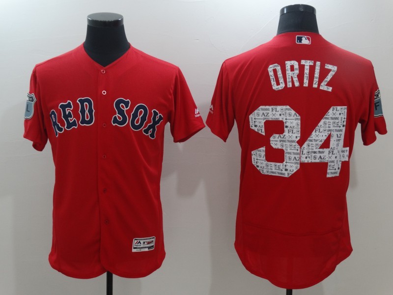 Men Boston Red Sox David Ortiz Majestic Scarlet 2017 Spring Training Flex Base Player Jersey