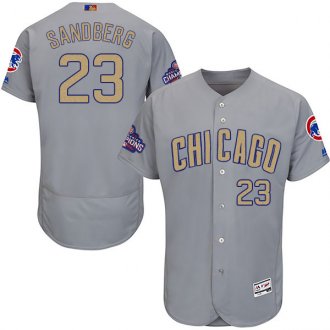 Men Chicago Cubs 23 Ryne Sandberg Grey 2017 Gold Program Flex Base Player Jersey