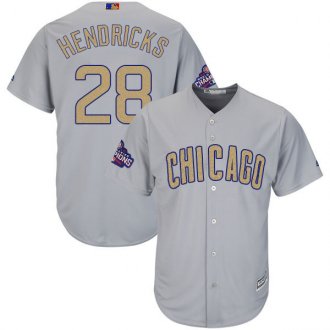 Men Chicago Cubs 28 Kyle Hendricks Grey 2017 Gold Program Cool Base Player Jersey