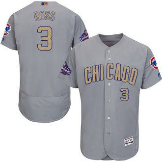 Men Chicago Cubs 3 David Ross Grey 2017 Gold Program Flex Base Player Jersey