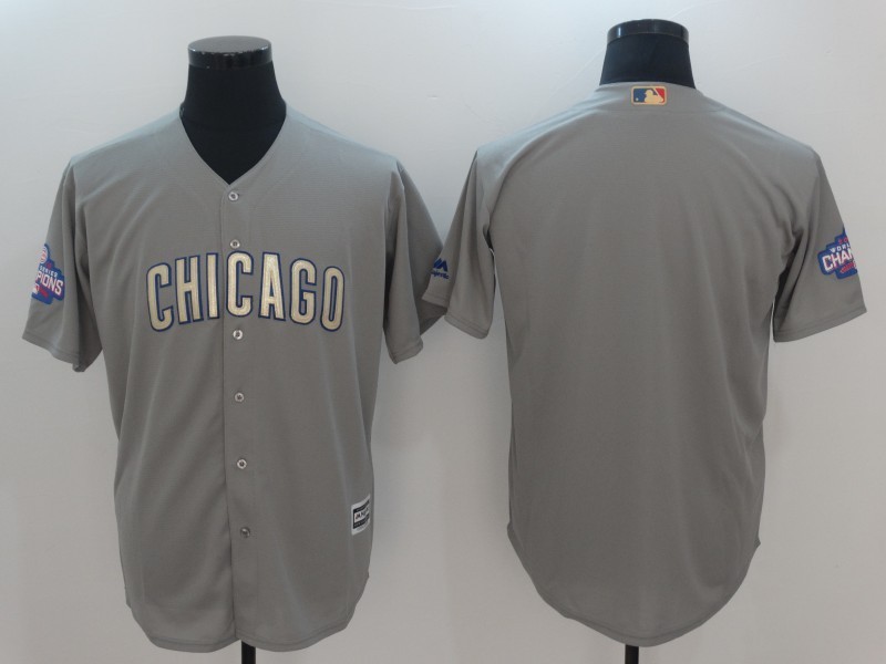 Men Chicago Cubs Bank Grey 2017 Gold Program Cool Base Player Jersey