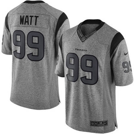 Men Houston Texans J J Watt 99 Gray Gridiron Gray Limited Jersey