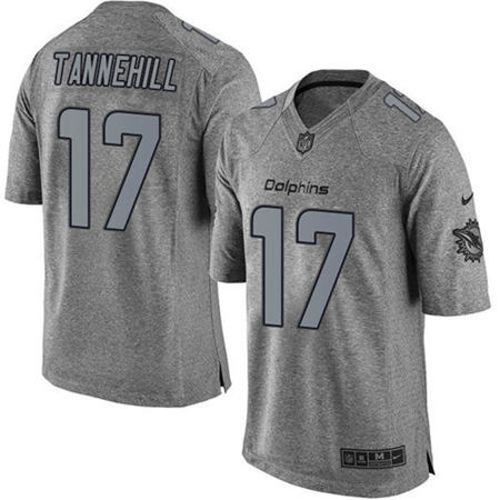 Men Miami Dolphins Ryan Tannehill 17  Limited Gray Gridiron NFL Jersey