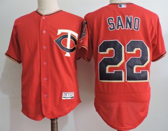 Men Minnesota Twins 22 Miguel Sano Majestic Scarlet Alternate Cool Base Player Jersey