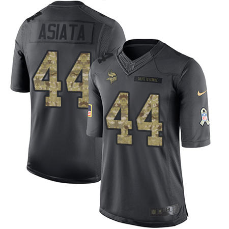 Men Minnesota Vikings 44 Matt Asiata  Anthracite 2016 Salute to Service Jersey