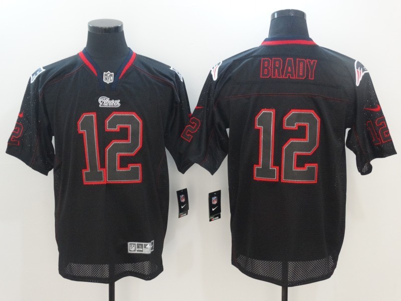 Men New England Patriots 12 Tom Brady Black Shadow NFL Elite Jersey