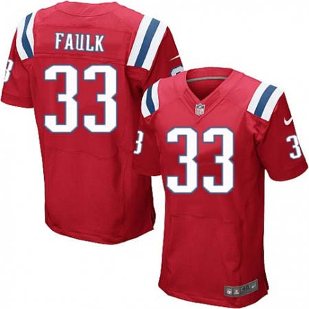 Men New England Patriots 33 Kevin Faulk  Red Alternate Elite Stitched NFL Jersey