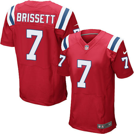 Men New England Patriots 7 Jacoby Brissett  Red Alternate Elite Stitched NFL Jersey