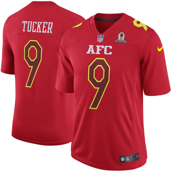 Men  Baltimore Ravens 9 Justin Tucker Limited Red 2017 Pro Bowl NFL Jersey