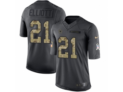 Men  Dallas Cowboys 21 Ezekiel Elliott Limited Black 2016 Salute to Service NFL Jersey