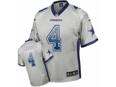 Men  Dallas Cowboys 4 Dak Prescott Elite Grey Drift Fashion NFL Jersey