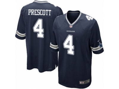 Men  Dallas Cowboys 4 Dak Prescott Game Navy Blue Team Color NFL Jersey