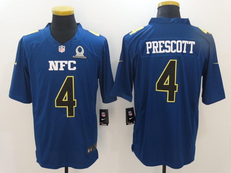 Men  Dallas Cowboys 4 Dak Prescott Limited Blue 2017 Pro Bowl NFL Jersey