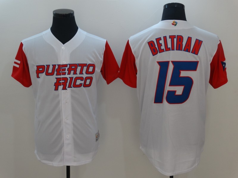 Men Puerto Rico Baseball 15 Carlos Beltran Majestic White 2017 World Baseball Classic Jersey
