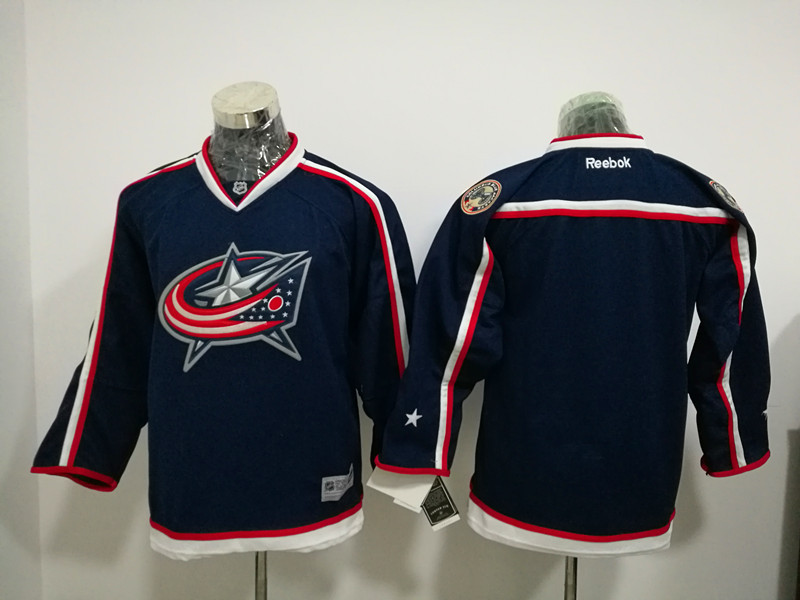 Men Reebok Columbus Blue Jackets Authentic Navy Blue Home NHL Jersey