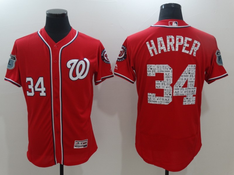 Men Washington Nationals Bryce Harper Majestic Scarlet 2017 Spring Training Cool Base Player Jersey