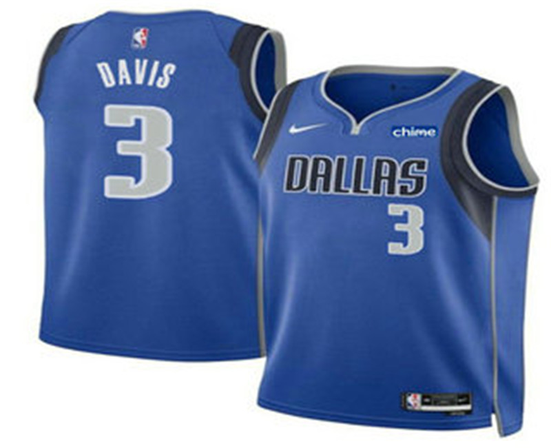 Men s Dallas Mavericks 3 Anthony Davis Blue 2025 Icon Edition Stitched Jersey