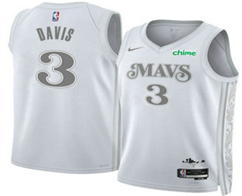 Men s Dallas Mavericks 3 Anthony Davis White 2025 City Edition Stitched Jersey