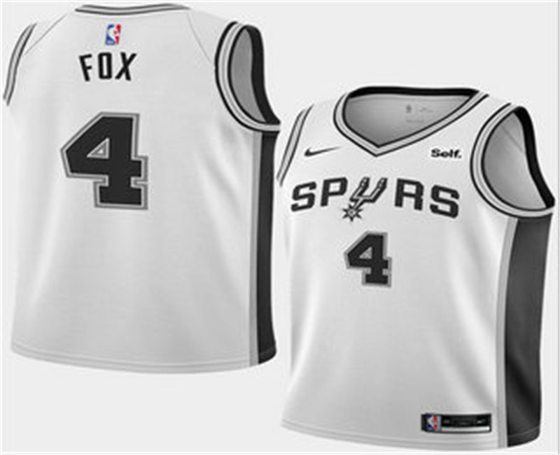 Men s San Antonio Spurs 4 DeAaron Fox White 2025 Association Edition Stitched Jersey
