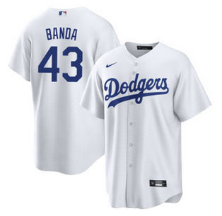 Mens's Los Angeles Dodgers 43 Anthony Banda White Cool Base Stitched Baseball Jersey