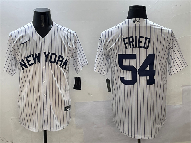 Mens New York Yankees 54 Max Fried White Cool Base Stitched Baseball Jersey
