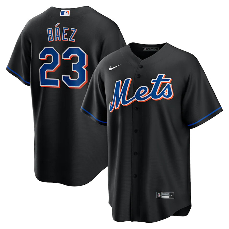Mets 23 Javier Baez Black Nike 2022 Alternate Cool Base Jersey