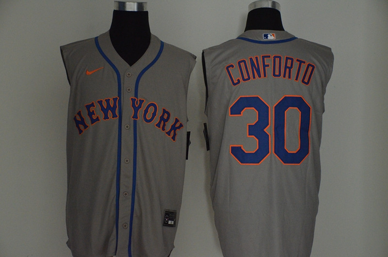 Mets 30 Michael Conforto Gray Nike Cool Base Sleeveless Jersey