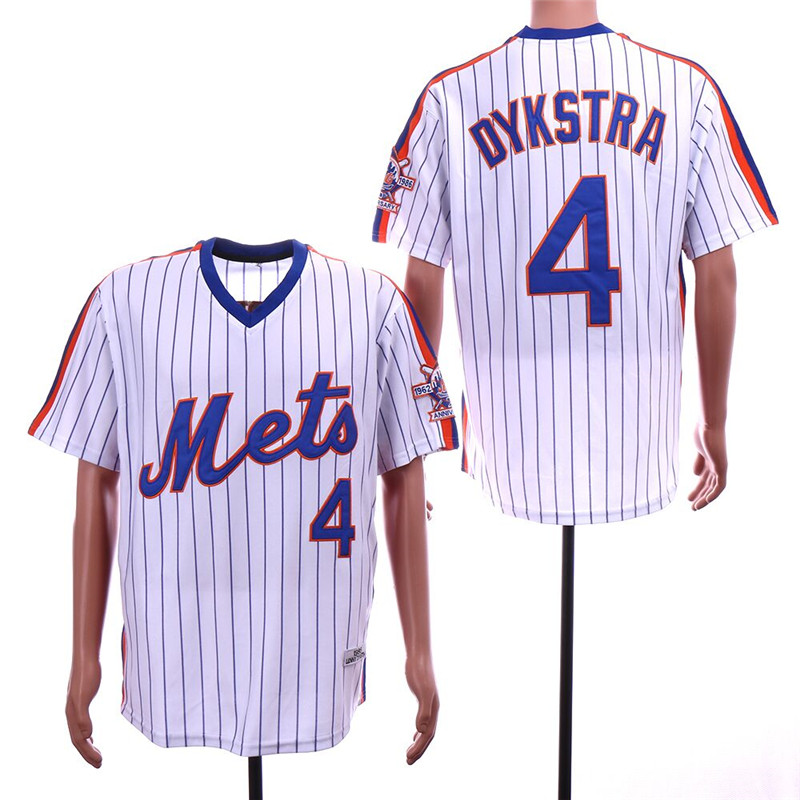 Mets 4 Lenny Dykstra White Throwback 25th Anniversary Jersey