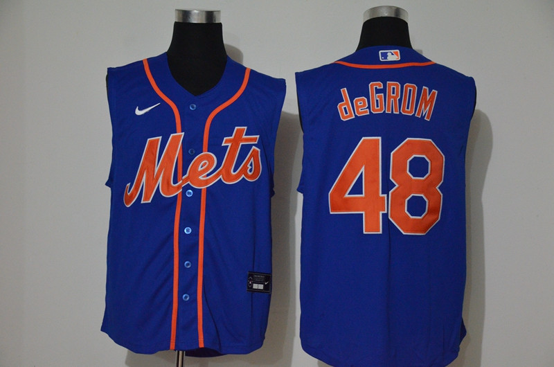 Mets 48 Jacob DeGrom Royal Nike Cool Base Sleeveless Jersey