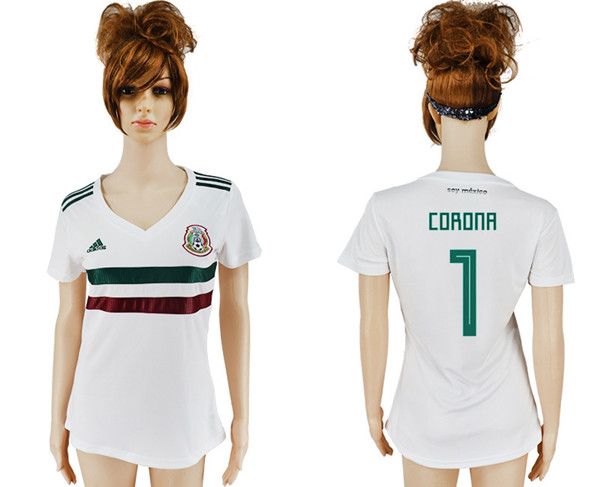 Mexico 1 CORONA Away Women 2018 FIFA World Cup Soccer Jersey