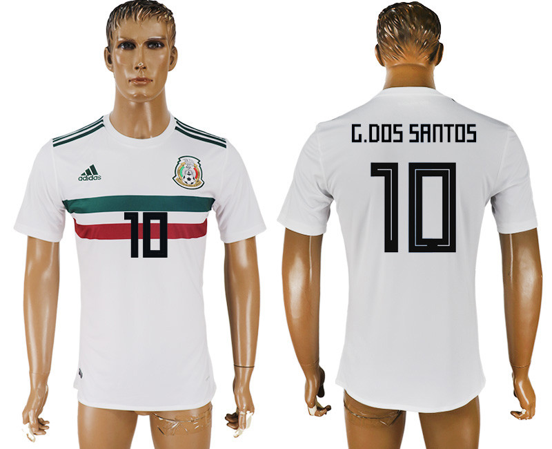 Mexico 10 G. DOS SANTOS Away 2018 FIFA World Cup Thailand Soccer Jersey